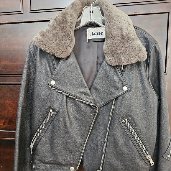 Acne Studios Leather Moto Jacket - Picture 1 of 9